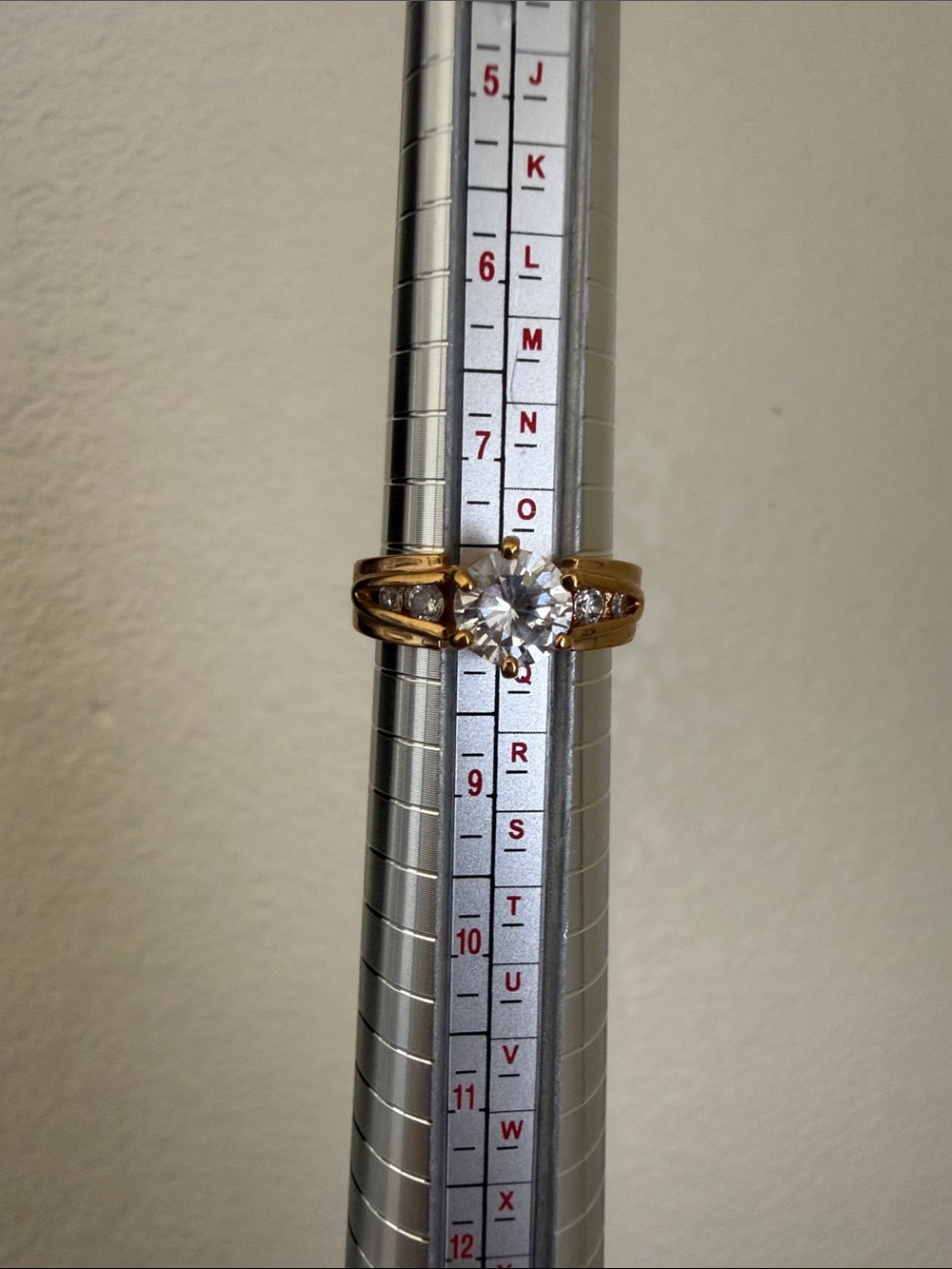 Gold-Tone Solitaire Ring with Round Clear Stone